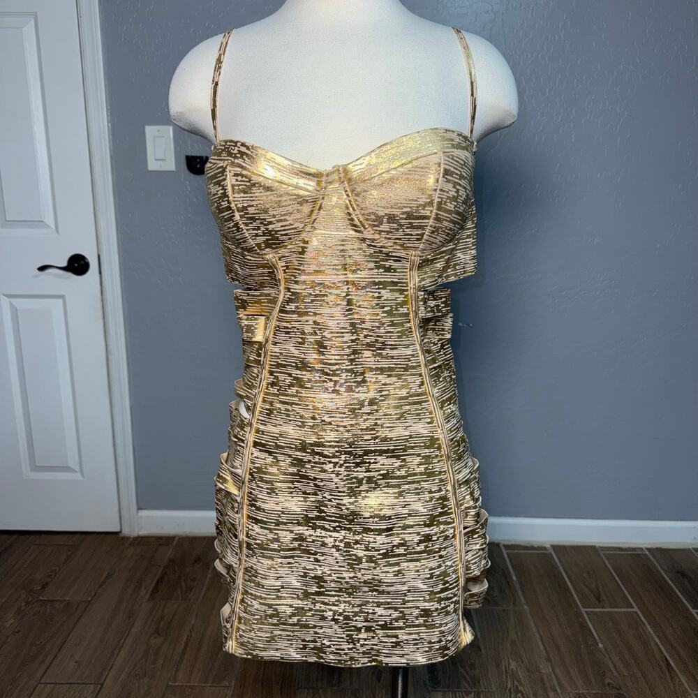 Outcast Evalon Mini Dress, Gold, XL